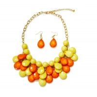 Citrine Ombre Faceted Teardrop Bib Necklace